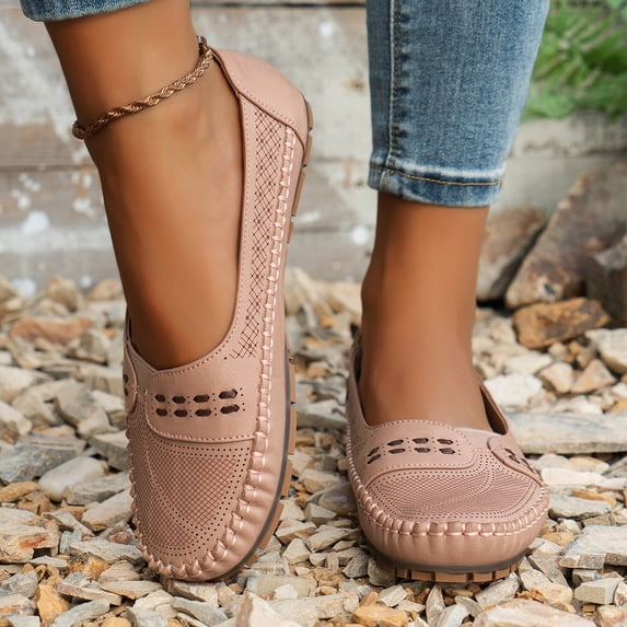 Women Wide Width Slip On Loafers, Soft Walking Flat Shoes,US:10.5