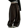 thumbnail image 1 of Women Wide-leg Cargo Pants Women's Cargo Pants with Elastic Waist Drawstring Hem Side Stripes Wide Leg Trousers with Pockets Lightweight Breathable, 1 of 6