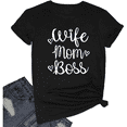 thumbnail image 1 of Women Wife Mom Boss Graphic Funny T-Shirts Cute Tees, 1 of 6