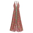 thumbnail image 1 of Women Wild Floral Print Backless Sexy Beach Bohemian Maxi Dress Lady High-Low Tassel Strapless Vacation Boho Dress, 1 of 6