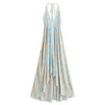 thumbnail image 1 of Women Wild Floral Print Backless Sexy Beach Bohemian Maxi Dress Lady High-Low Tassel Strapless Vacation Boho Dress, 1 of 6