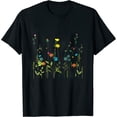 thumbnail image 1 of Women Wildflower Different Flowers Beautiful Floral Graphic T-Shirt Black, 1 of 5