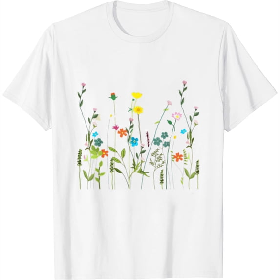 Women Wildflower Different Flowers Beautiful Floral Graphic T-Shirt White