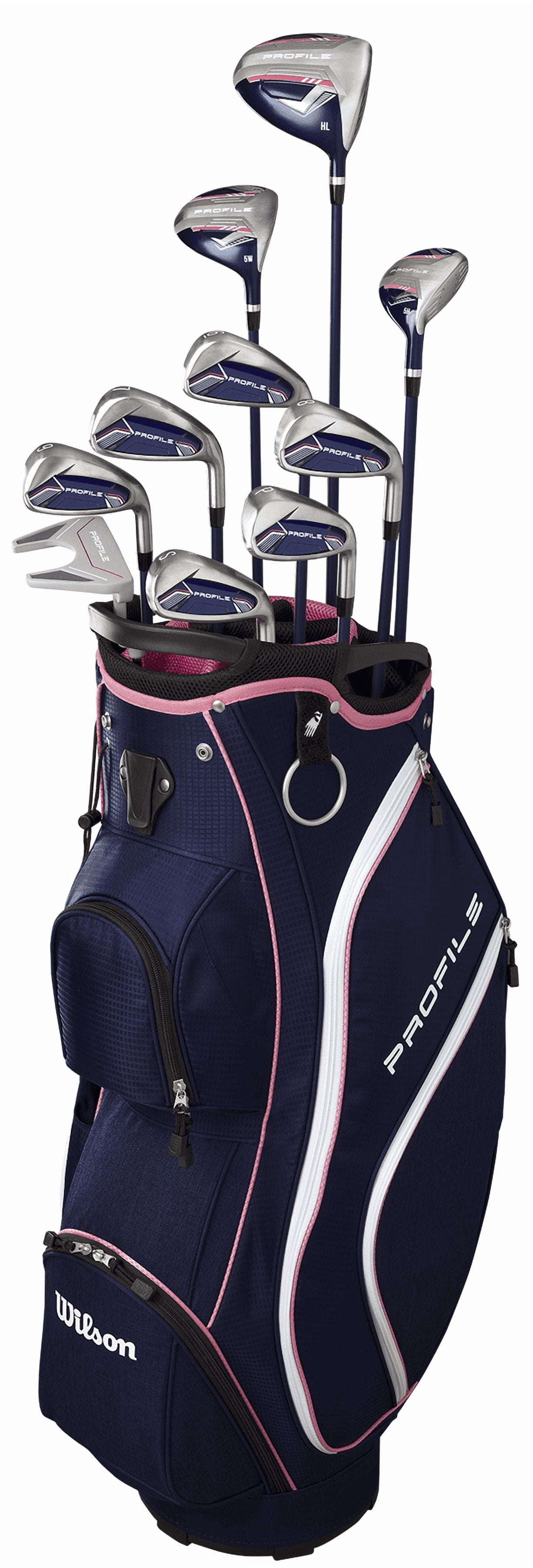 Wilson Women's Profile Golf Set with Cart Bag - Ladies Right Hand, Navy/Pink/Silver