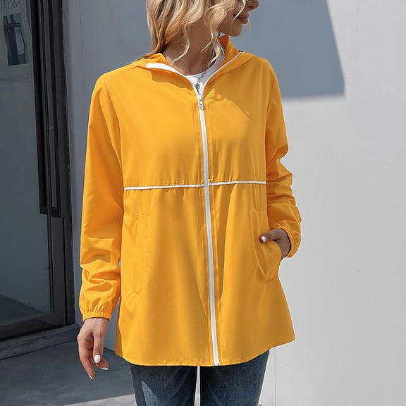 Women Windbreaker Long Windbreaker Coats Hooded Windbreaker Lightweight Raincoats Travel Hooded Trench Coats Half Coat Womens Thick Jacket Windbreaker Jacket Women 90s Clothes Women The Windbreaker
