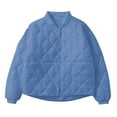 thumbnail image 1 of Women Winter Baseball Coat Stand Collar Windproof Thin Padded Solid Color Cardigan Long Sleeves Warm Daily Wear Outdoor Jacket, 1 of 7