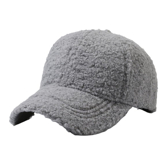 Women Winter Baseball Hat Lambswool Solid Color Long Brim Thermal Insulation Decorative Outdoor Travel School Peaked Cap Hiking Duck Tongue Hat -Grey