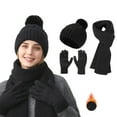 thumbnail image 1 of Women Winter Beanie Hat Scarf Gloves Set, Knitted Pompom Hat Warm Neck Scarf Touchscreen Gloves Winter Gift, 1 of 3
