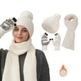 thumbnail image 1 of Women Winter Beanie Hat Scarf Gloves Set, Knitted Pompom Hat Warm Neck Scarf Touchscreen Gloves Winter Gift, 1 of 3