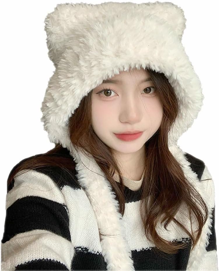 Women Winter Beanie Hats Knit Ear Flaps Cute Stuffed Bear  display picture 1