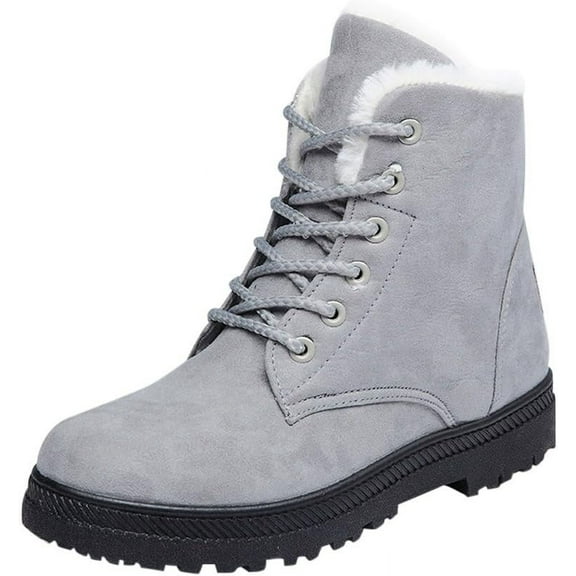 Women Winter Boots Snow Warm Cotton Fur Lined Winter Shoes Lace Up Comfortable Non Slip Ankle Platform Boots Outdoor