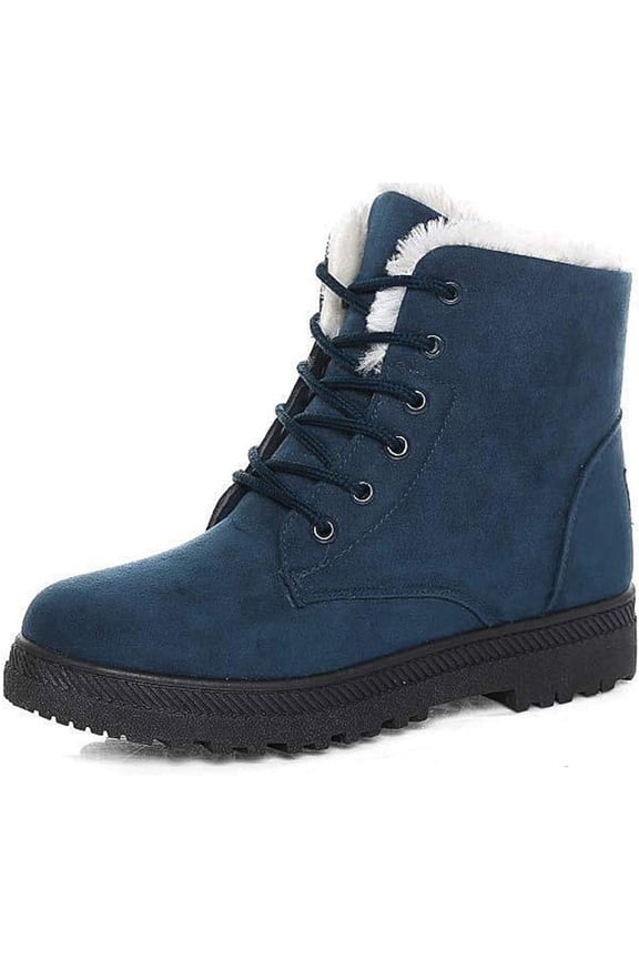 Women Winter Boots Snow Warm Cotton Fur Lined Winter Shoes Lace Up Comfortable Non Slip Ankle Platform Boots Outdoor