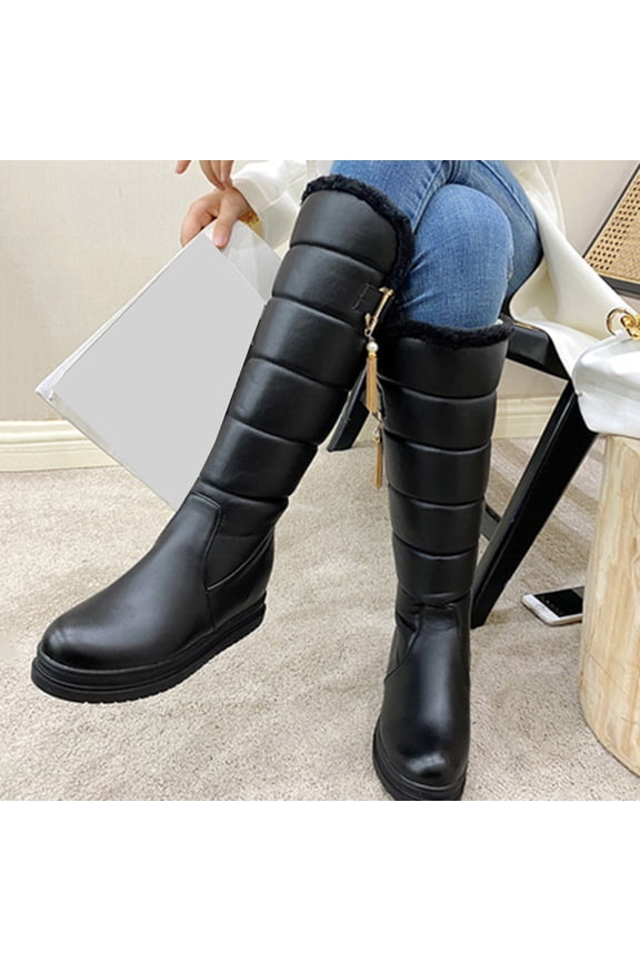 Women Winter Boots Warm Mid Calf Boots Slip Comfortable Lightweight Platform Down Cotton Shoes