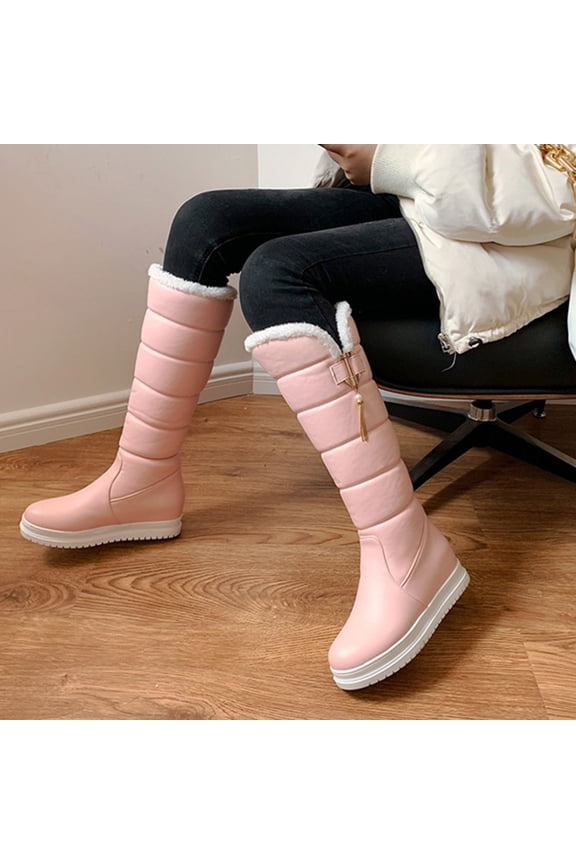 Women Winter Boots Warm Mid Calf Boots Slip Comfortable Lightweight Platform Down Cotton Shoes