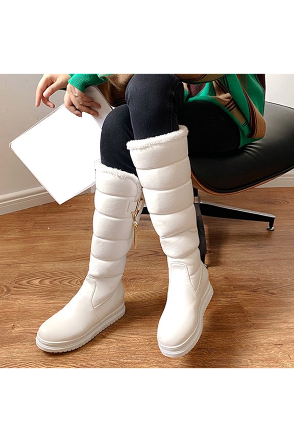 Women Winter Boots Warm Mid Calf Boots Slip Comfortable Lightweight Platform Down Cotton Shoes