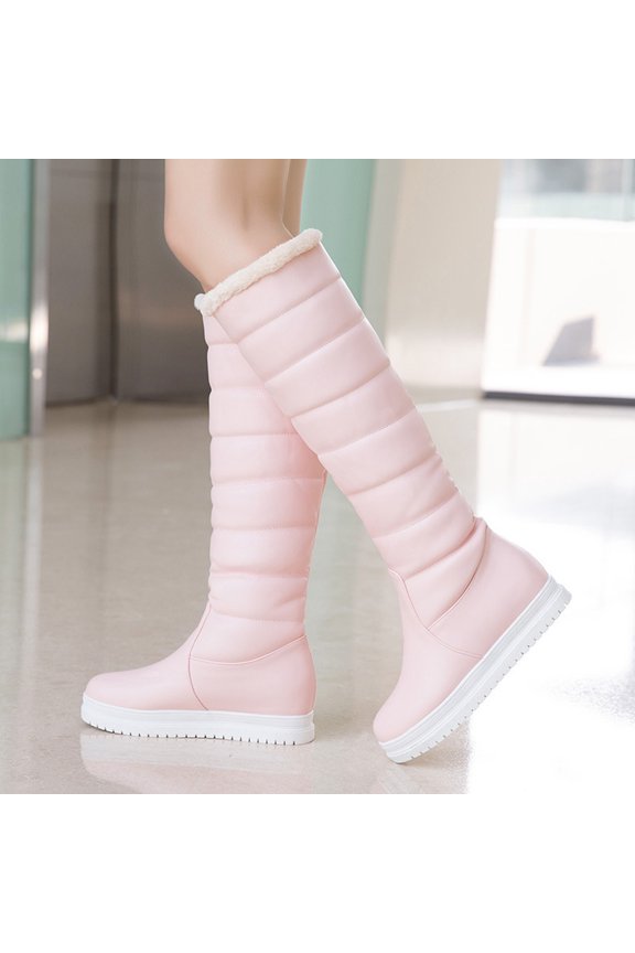 Women Winter Boots Warm Mid Calf Boots Slip Comfortable Lightweight Platform Down Cotton Shoes