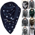 thumbnail image 1 of Women Winter Butterfly Star Print Button Soft Neck Wrap Thick Warm Scarf Shawl, 1 of 8