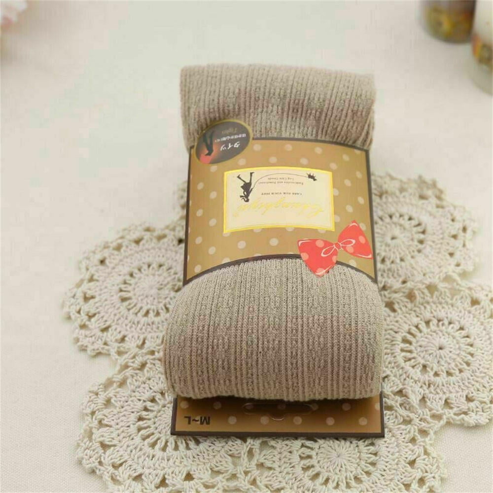 Women Winter Cable Knit Sweater Footed Tights Stretch Stockings