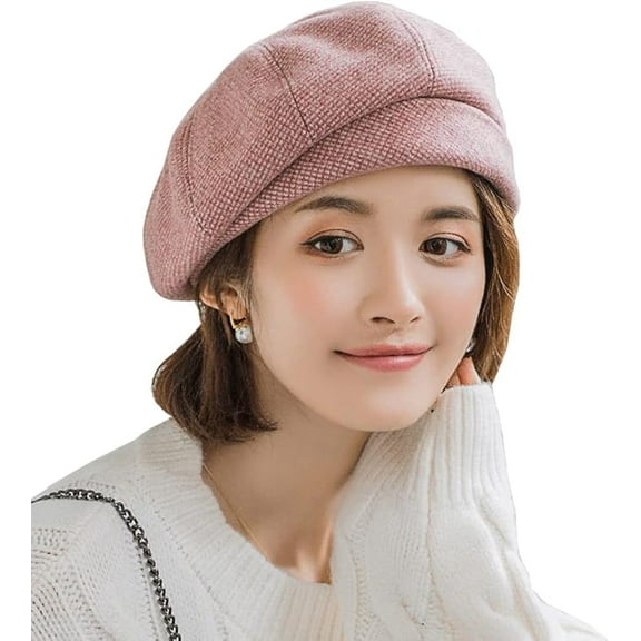 Women Winter Classic Beret Hat, Newsboy Cap Painter Hats Houndstooth Beret Hats