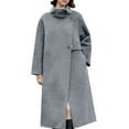 thumbnail image 1 of Women Winter Classic Wool Stand Collar Jackets Breasted Pea Trench Coat with Inner Lining Pocket, 1 of 4