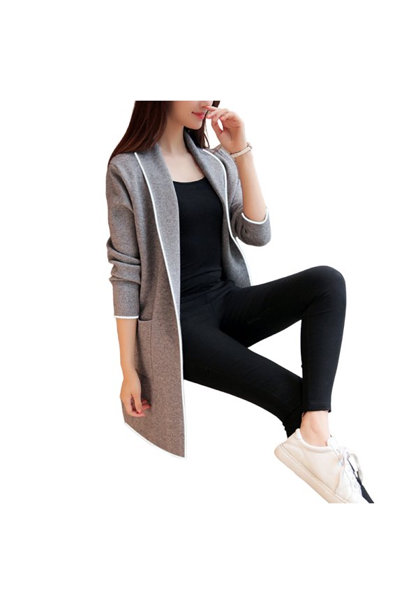 Women Winter Coat Fleece Lapel Long Sleeves Mid Length Cardigan Warm Solid Color Casual Elegant Autumn Coat Female Clothing