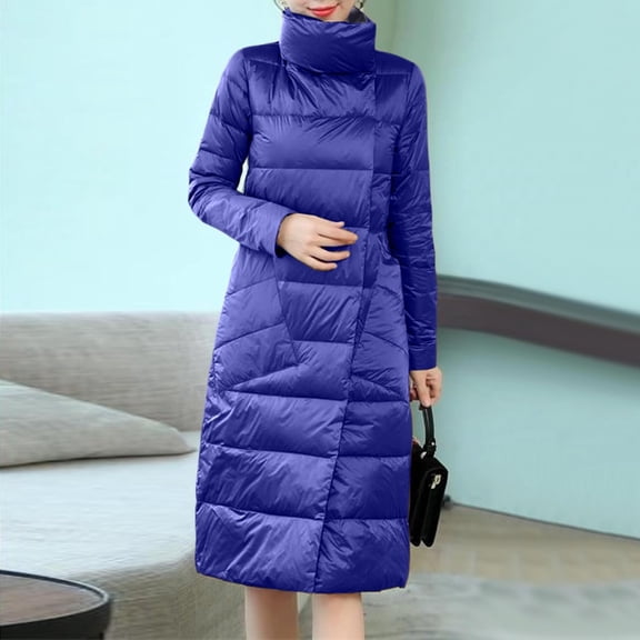 Women Winter Coat Full Zipper Coat Down Jacket Slim Long Sleeve Overcoat Jacket Midi Coat With Pockets down Coat Women Winter Coat Fashion Oversized Winter Jackets for Women Womens Parks Jacket Big