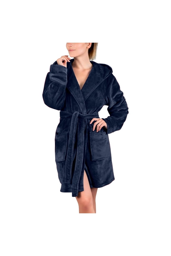 Women Winter Coat Jacket Shawl Bathrobe Home Clothes Long Sleeved Robe Hooded Soft Coat