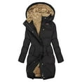 thumbnail image 1 of Women Winter Coat Warm Winter Jacket with Hood Thick Warm Lined Long Jacket Elegant Long Sleeve Hooded Jacket Winter Plain, 1 of 2