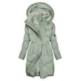 thumbnail image 1 of Women Winter Coat Warm Winter Jacket with Hood Thick Warm Lined Long Jacket Elegant Long Sleeve Hooded Jacket Winter Plain, 1 of 2