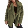 thumbnail image 1 of Women Winter Coats Lapel Faux Fur Jackets Open Front Mid-Long Cardigan Coat Casual Warm Outwear Jackets Green S, 1 of 7