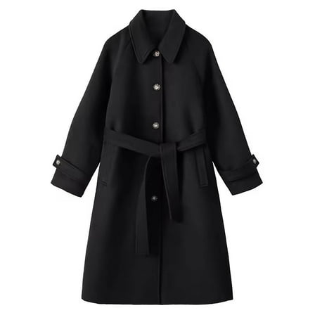 Women Winter Coats Wool Blend Coats Camel Mid-Long Single-Breasted Lapel Jacket Plus Size Casual Trench Coat Outerwear