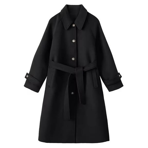 Women Winter Coats Wool Blend Coats Camel Mid-Long Single-Breasted Lapel Jacket Plus Size Casual Trench Coat Outerwear