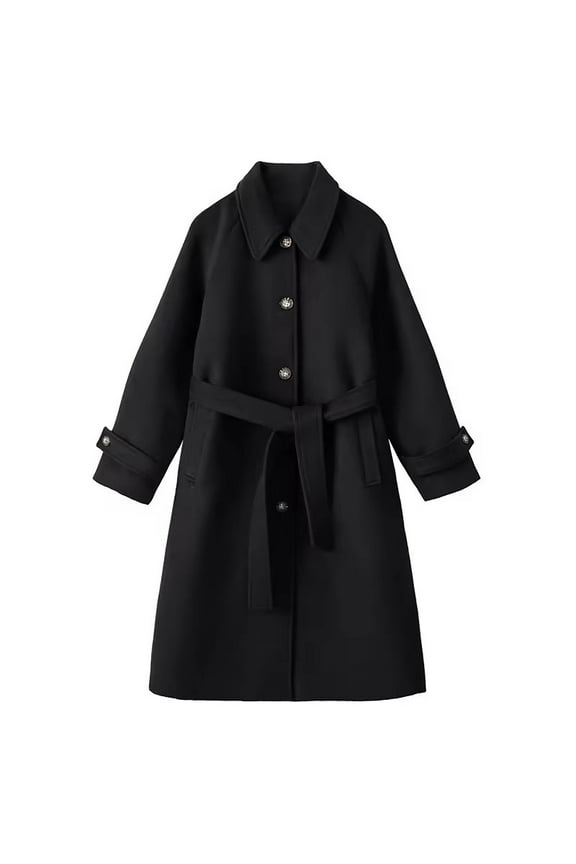 Women Winter Coats Wool Blend Coats Camel Mid-Long Single-Breasted Lapel Jacket Plus Size Casual Trench Coat Outerwear