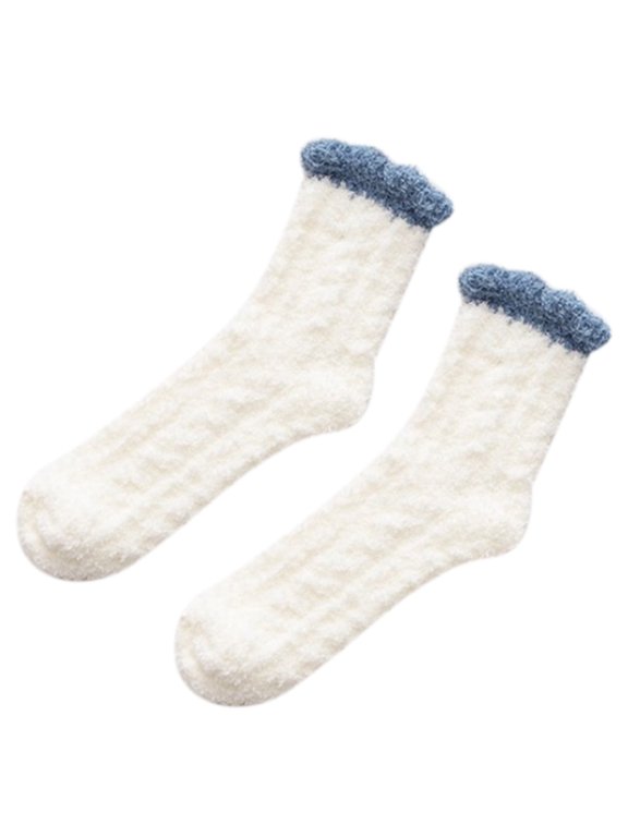 Women Winter Coral Velvet Fuzzy Slipper Socks Braided Cable Knit Thicken Fluffy Plush Candy Color Warm Sleeping Hosiery