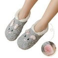 thumbnail image 1 of Women Winter Cozy Warm Fuzzy Plush Lined Slipper Boat Socks Cartoon House Indoor Booties Foot Warmer with Non Slip Grippers, 1 of 15