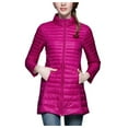 thumbnail image 1 of Women Winter Down Jacket Full Zipper Slim Fit Long Sleeve Overcoat with Pockets Midi Length Outerwear, 1 of 1