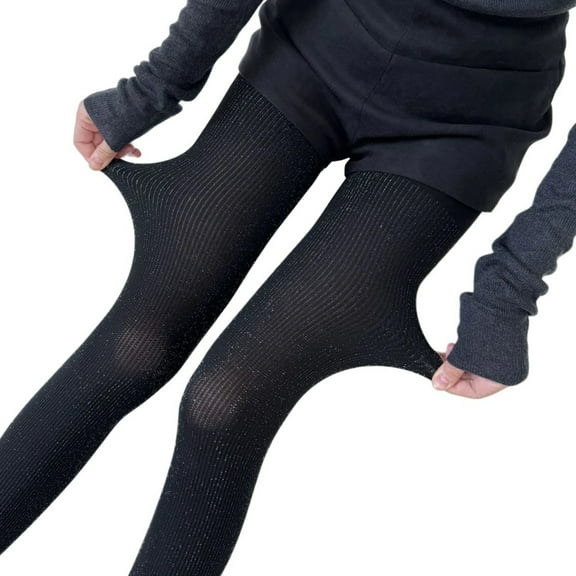 Women Winter Fall Elegant Ribbed Striped Opaque Tights Sparkling Glittering Solid Color Pantyhose Stockings Skinny Pants