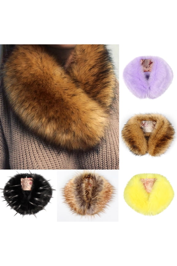 Women Winter Fashion Faux Fox Fur Fluffy Collar Scarf Shawl Neck Warmer Gift