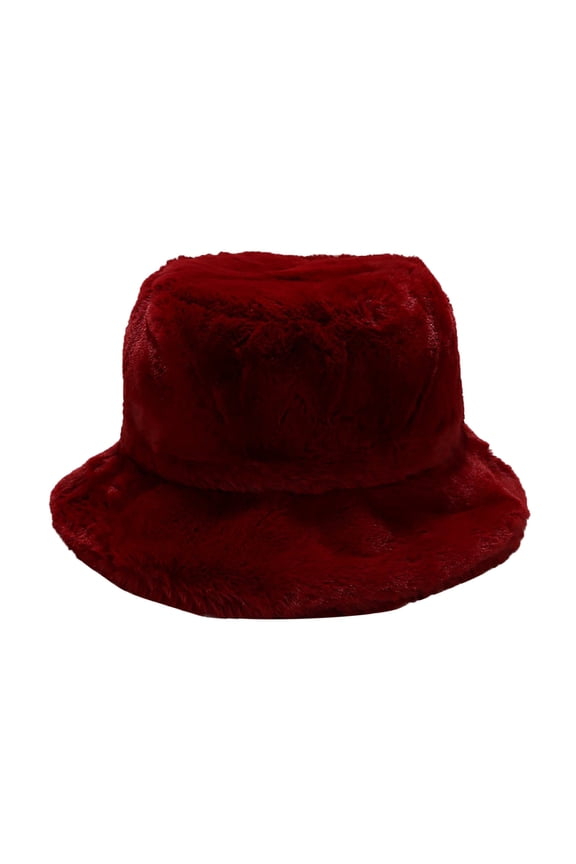 Women Winter Faux Furry Bucket Hat Fuzzy Fleece Plush Fisherman Hat Thick Warm Windproof Shearling Sherpa Hat for Women Teens Girls