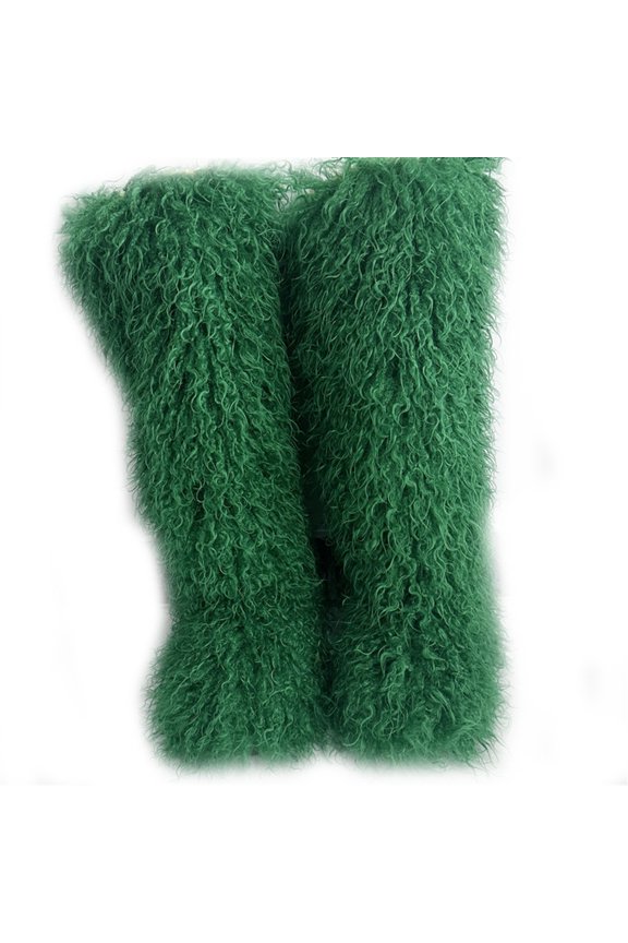 Women Winter Faux Mongolian Fur Knee High Snow Boots Fluffy Warm Long Boots Outside Big Size