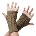 thumbnail image 1 of Women Winter Fingerless Long Gloves Thermal Knitted Arm Warmers Super Soft Arm Sleeves Red Camel Free, 1 of 2