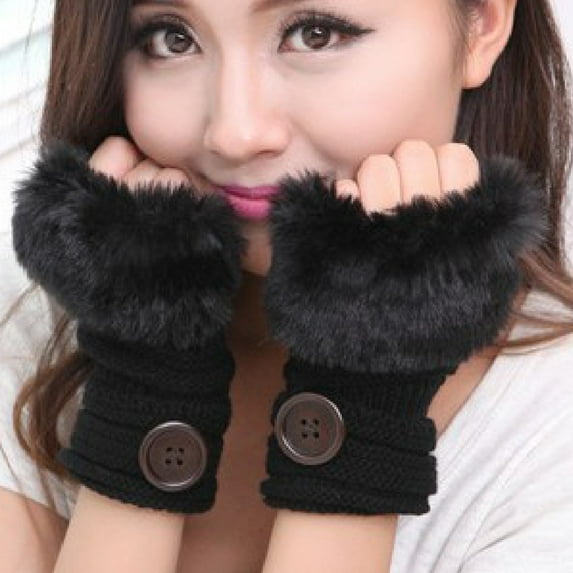 Women Winter Fingerless Mittens Warm Furry Gloves Convertible Fingerless Gloves Half Finger Arm Warmer Gloves Soft Faux Fur Gloves Smooth Furry Gloves Fur Mittens for Girls
