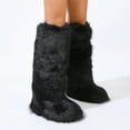 thumbnail image 1 of Women Winter Solid Plush Faux Fur Knee High Snow Boots Non-slip PVC Soles Warm Boots Outdoor, 1 of 2
