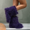 thumbnail image 1 of Women Winter Fluffy Faux Mongolian Fur Mid-Calf Snow Boots Lady's Fashionable Outdoor Y2K Non-slip Plush Warm Boots, 1 of 1