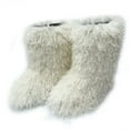 thumbnail image 1 of Women Winter Fluffy Faux Mongolian Fur Mid-Calf Snow Boots Y2K Non-slip Plush Warm Boots, 1 of 1