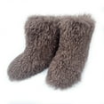 thumbnail image 1 of Women Winter Fluffy Faux Mongolian Fur Mid-Calf Snow Boots Y2K Non-slip Plush Warm Boots, 1 of 1