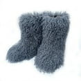 thumbnail image 1 of Women Winter Fluffy Faux Mongolian Fur Mid-Calf Snow Boots Y2K Non-slip Plush Warm Boots, 1 of 1