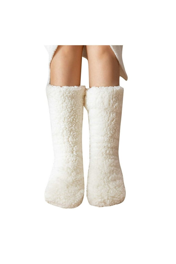 Women Winter Fluffy Fleece Boot Socks, Indoor Home Casual Warm Slipper Socks, Thermal Thick Sherpa Leg Warmers