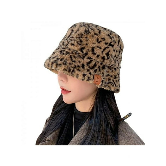 Women Winter Fluffy Plush Bucket Hat Ladies Warm Faux Fur Fisherman Cap Hat