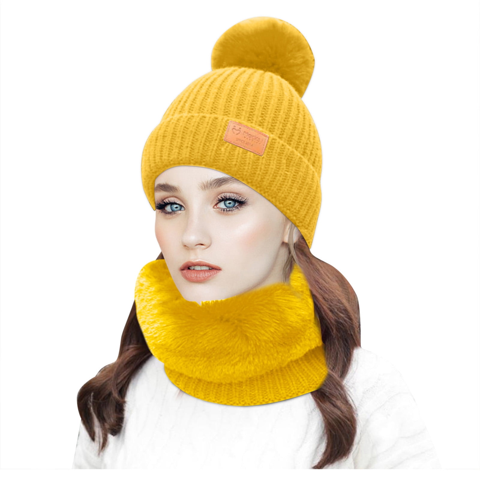 1pc Knitted Fleece Beanie Hats Lined Skull Scarf Hat Unisex Winter Fashion  Headw